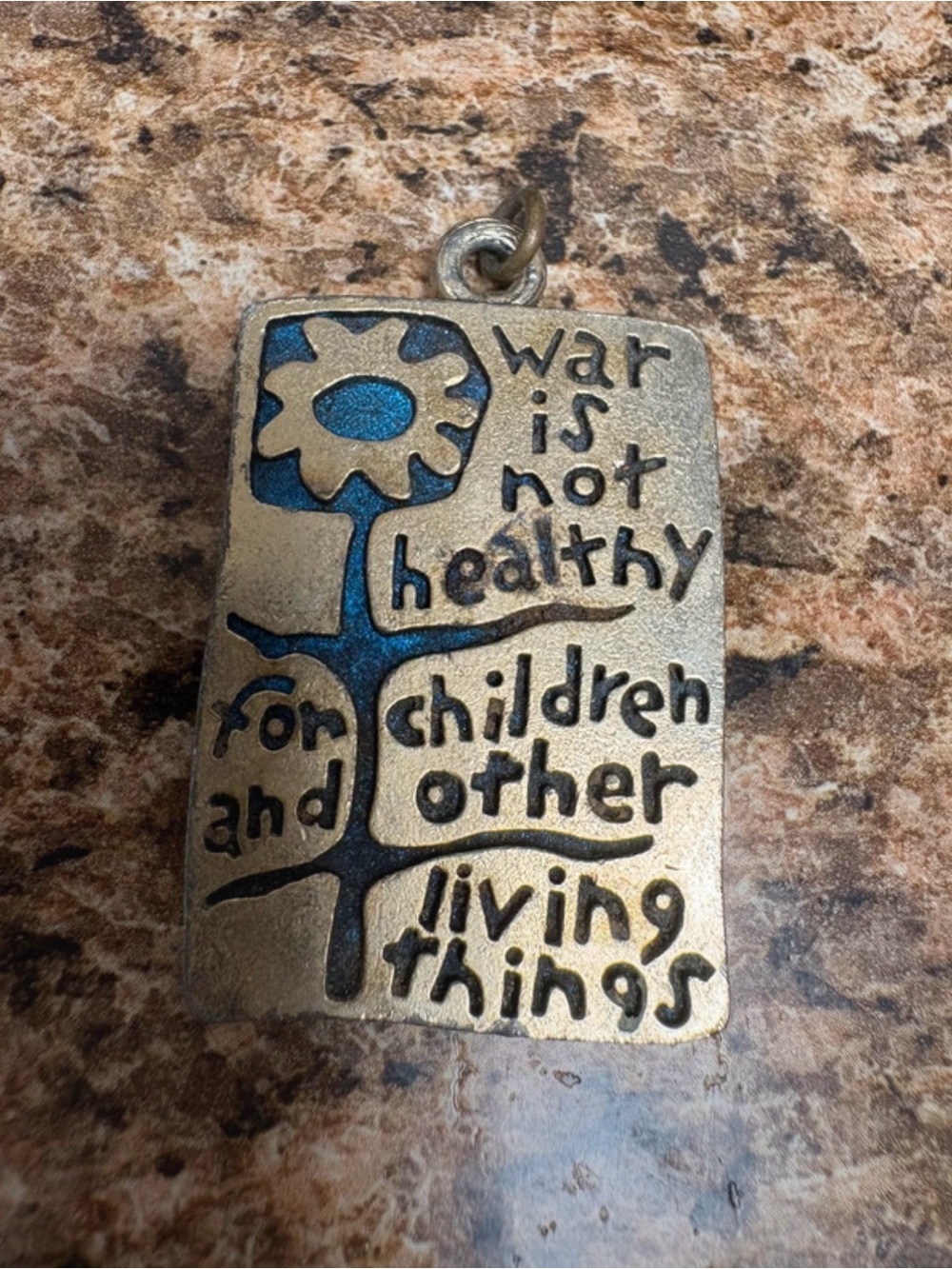 Vintage 1968 Another Mother for Peace Pendant Necklace War Is Not Healthy